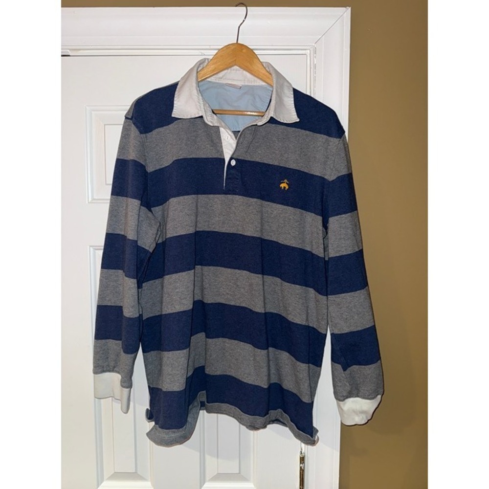 Previously Loved Blue/Grey Striped BROOKS BROTHERS Rugby Shirt Size XL